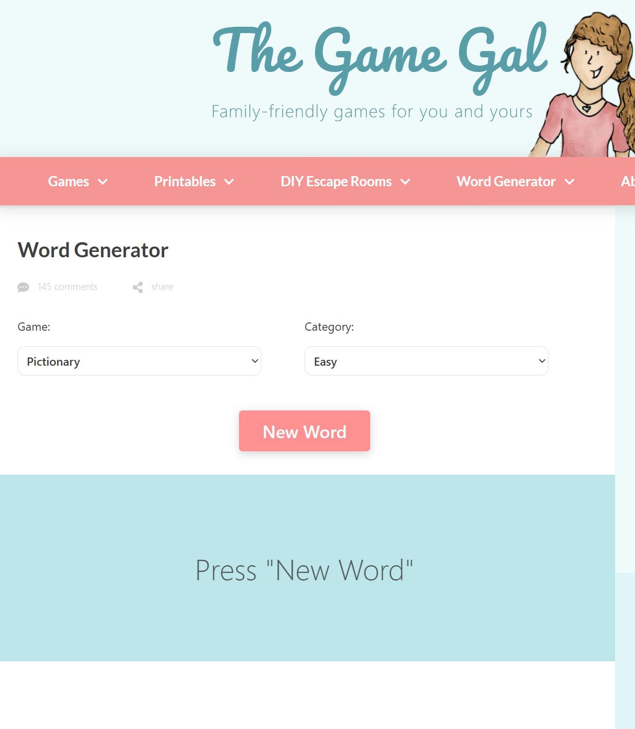 Screenshot of Pictionary & Charades Word Generator