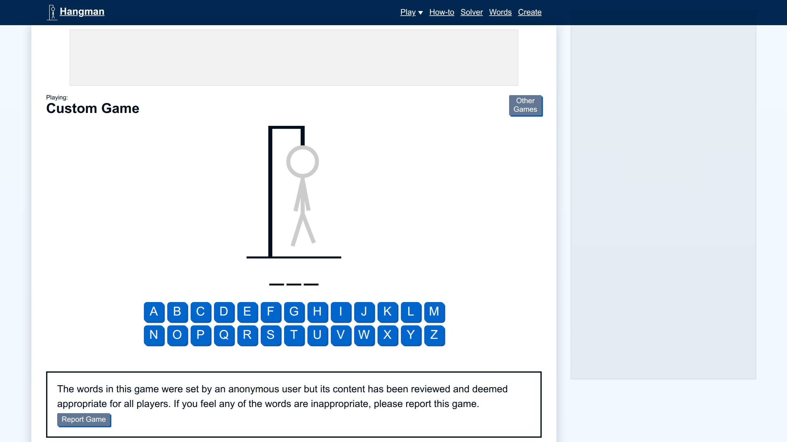 Screenshot of Hangman