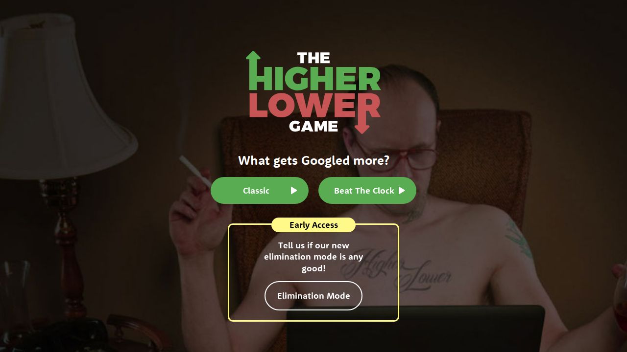 Screenshot of The Higher Lower Game