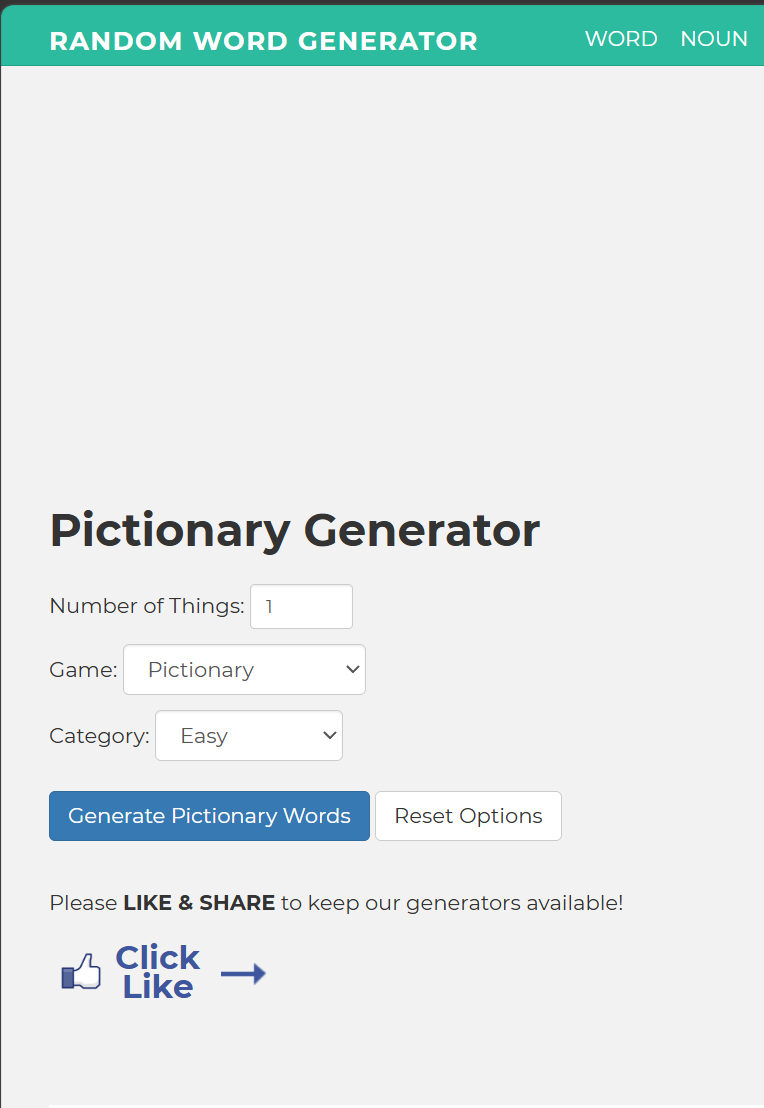 Screenshot of Random Pictionary Generator