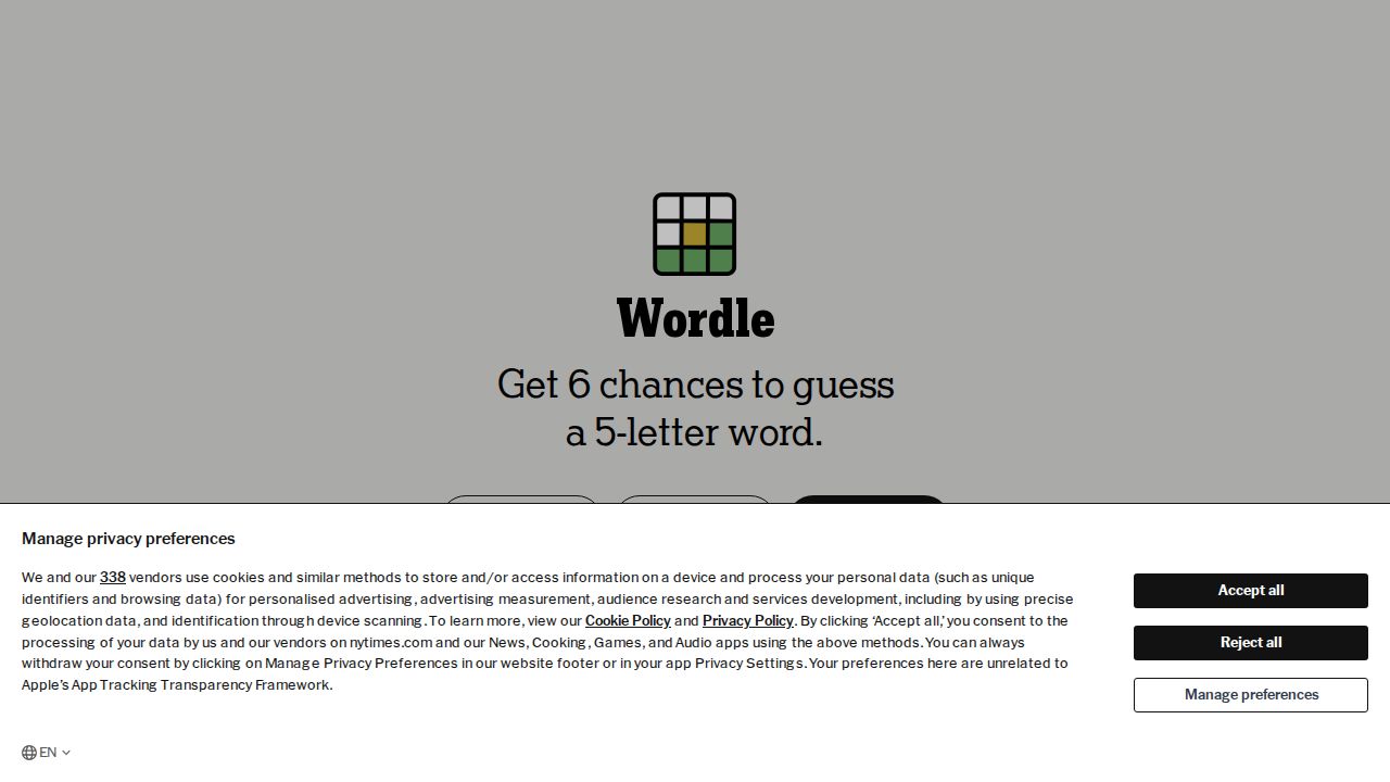 Screenshot of Wordle Stand-up